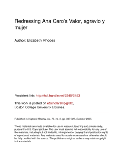 Redressing Ana Caro`s Valor, agravio y mujer