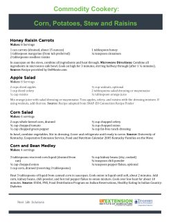 corn potatoes and raisins - University of Tennessee Extension