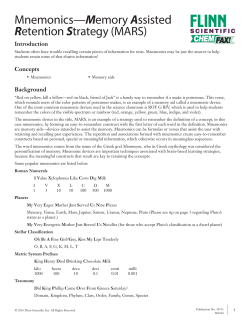 Mnemonics&mdash;Memory Assisted Retention Strategy