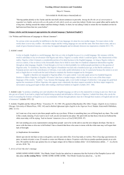 Teaching African Literatures and Translation Maya G. Vinuesa