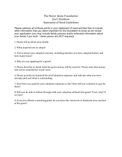 The Never Alone Foundation Zoe`s Rainbow Statement of Need