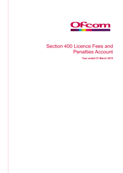 Section 400 Licence Fees and Penalties Account