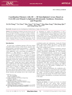 Coordination Polymers with 2D&rarr; 3D Interdigitated Arrays Based on