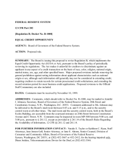 FEDERAL RESERVE SYSTEM 12 CFR Part 202 [Regulation B