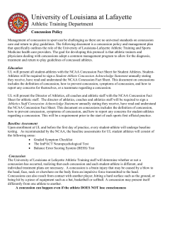 Athletic Training Department Concussion Policy - Student