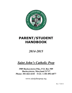 PARENT/STUDENT HANDBOOK 2014-2015 Saint John`s Catholic