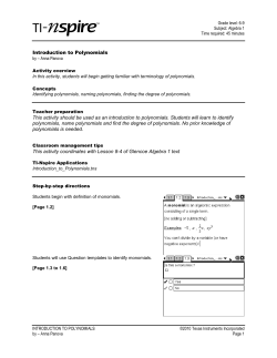 Introduction to Polynomials - TI Education