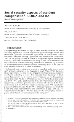 Social security aspects of accident compensation: COIDA and