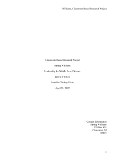 Classroom Based Research Project