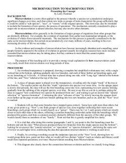 Microevolution to Macroevolution, and Classification