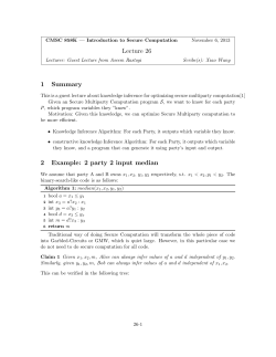 Lecture 26 1 Summary 2 Example: 2 party 2 input median