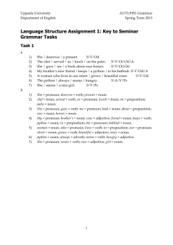 Language Structure Assignment 1: Key to Seminar