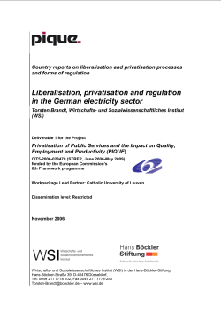 Liberalisation, privatisation and regulation in the German electricity