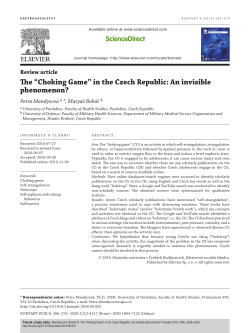 The &ldquo;Choking Game&rdquo; in the Czech Republic