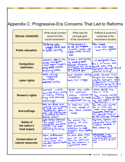 Appendix C: Progressive-Era Concerns That Led