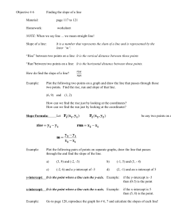Objective # 6 Finding the slope of a line Material: page 117 to 121
