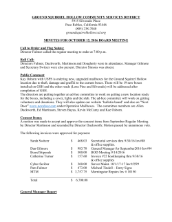 October 2016 - Ground Squirrel Hollow CSD