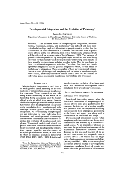 Developmental Integration and the Evolution of Pleiotropy1