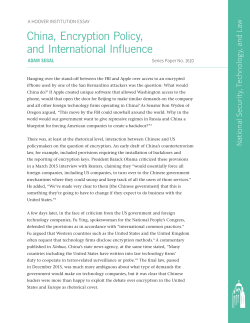 China, Encryption Policy, and International