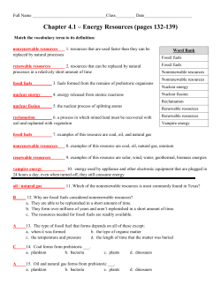 Chapter 4.1 &ndash; Energy Resources (pages 132-139)