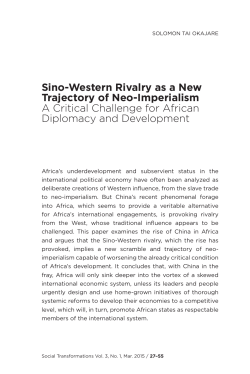 Sino-Western Rivalry as a New Trajectory of Neo