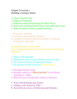 Chapter 10 section 1 Building a German Nation A. Steps Toward