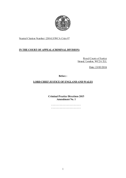 Amendment No. 1 to the Criminal Practice Directions 2015