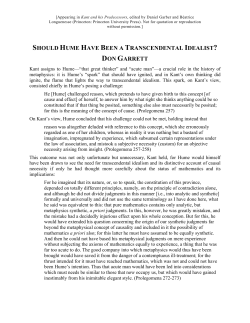 should hume have been a transcendental idealist?