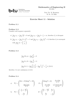 Mathematics of Engineering II Exercise Sheet 11