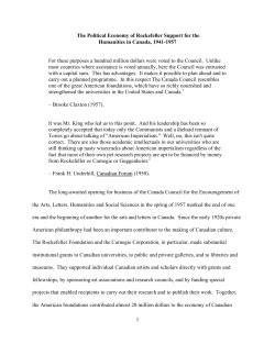 1 The Political Economy of Rockefeller Support for the Humanities in