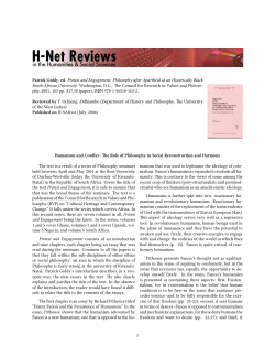 Humanism and Conflict: The Role of Philosophy in Social - H-Net