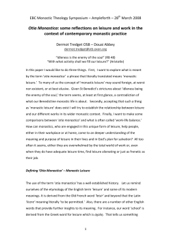 Otia Monastica: some reflections on leisure and work in the context