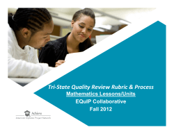 Tri-State Quality Review Rubric and Process