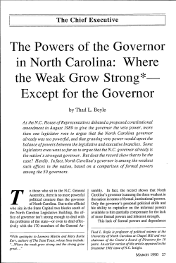 The Powers of the Governor - N.C. Center for Public Policy Research