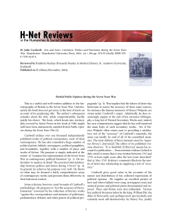 British Public Opinion during the Seven Years War - H-Net