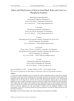 Safety and Effectiveness of Struvite from Black Water and Urine as a