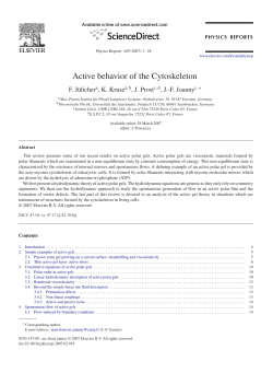 Active behavior of the Cytoskeleton - the Max Planck Institute for the