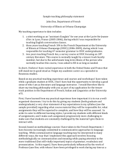 Sample teaching philosophy statement John Doe, Department of