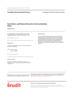 God, Desire, and Musical Narrative in the Isorhythmic Motet