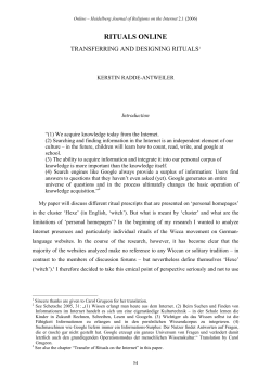 Rituals-Online –transfering and designing rituals