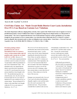 Civil False Claims Act: Ninth Circuit Holds District Court
