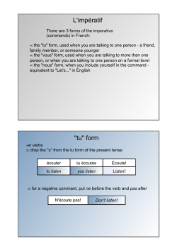 L`imp&eacute;ratif "tu" form - Millbury Public Schools Moodle