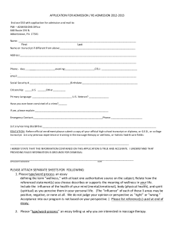 PMI Application  - Pennsylvania Myotherapy Institute