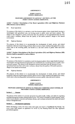 amendment 1 surry county zoning ordinance proposed amendment