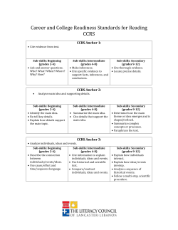 CCRS Simplified - Reading Standards