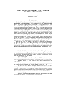 Child Abuse Witness Protections Confront Crawford v. Washington