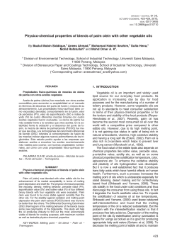 Physico-chemical properties of blends of palm olein with other