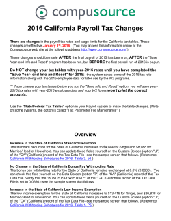 2016 California Payroll Tax Changes