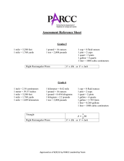 Assessment Reference Sheet - Eli Whitney Elementary School