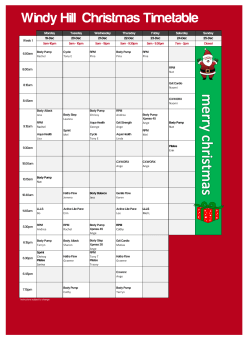 Windy Hill Christmas Timetable